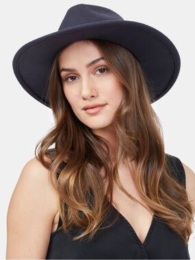 tentree Festival Hat Recycled Wool Full Brimmed Felt Fedora in Dark Ocean Blue S